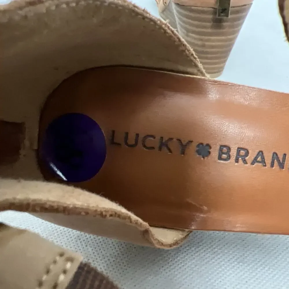 Women’s Lucky Brand Heeled Strappy Sandals Tan Size 8 1/2 - Picture 5 of 9